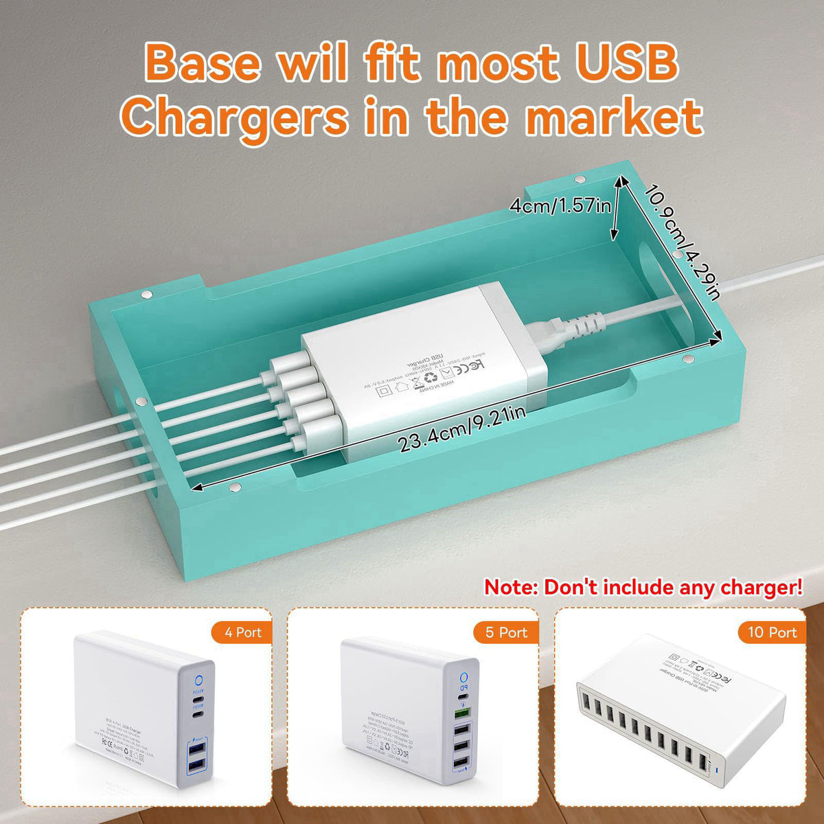 Pezin & Hulin USB Wall Charger, Desktop USB Charging Station for Multiple Devices – full view, size 7.3 x 5.5 x 4.7 10 x