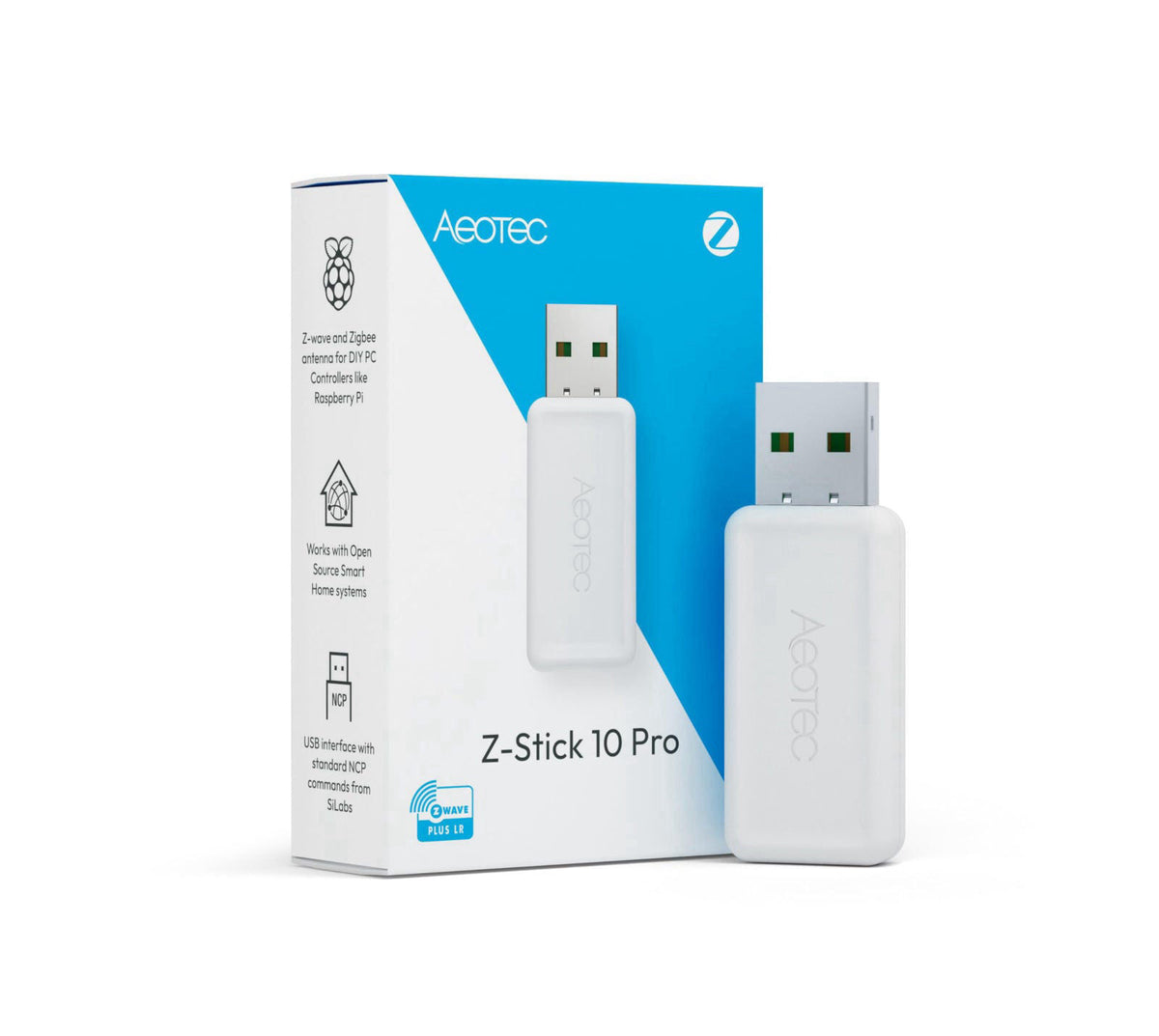 AEOTEC Z-Stick 10 Pro - Zigbee 3.0 & Z-Wave 800 Series USB Adapter - Works with HomeAssistant - Zigbee2MQTT - Z-Wave Con