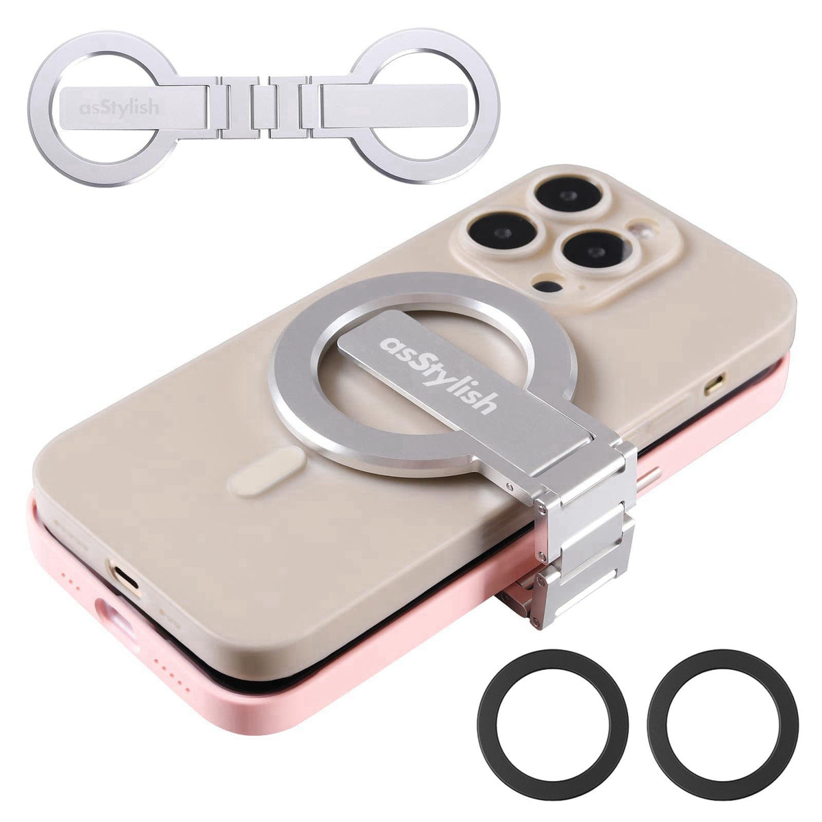 asStylish Twins Carry: Magnetic Dual-Phone Holder for iPhone & Android | Lightweight Solution for Professionals, Travele