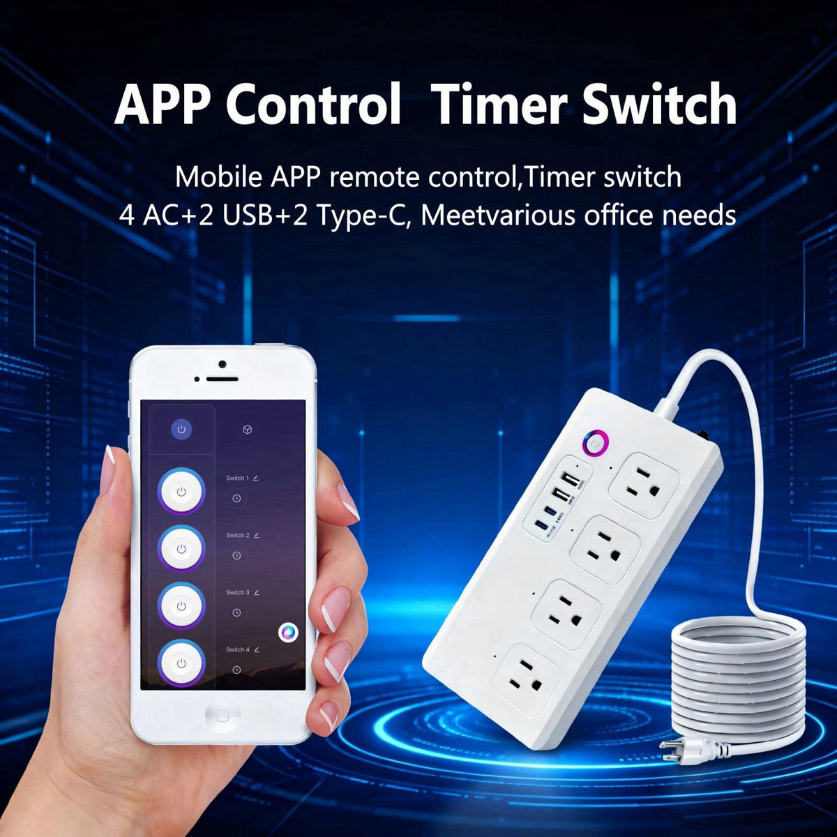 DIBOKAYSHI WiFi Smart Power Strip Surge Protector with PD 20W USB-C Fast Charging, App Remote & Voice Control, Compatibl