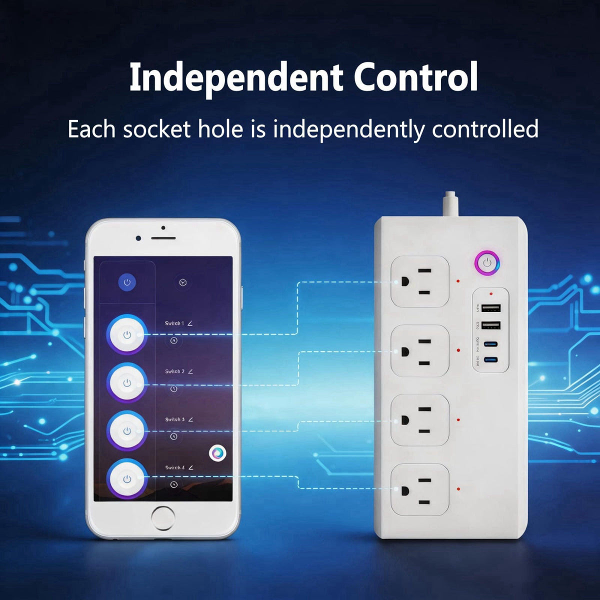 DIBOKAYSHI WiFi Smart Power Strip Surge Protector with PD 20W USB-C Fast Charging, App Remote & Voice Control, Compatibl