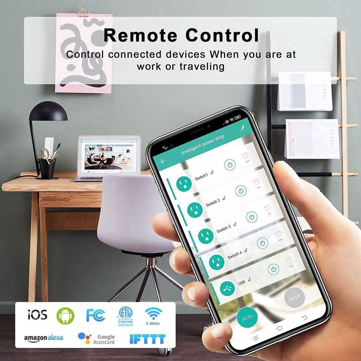 XENON Smart Power Strip - Surge Protector with 4 Individually Controlled AC outlets and 4 USB Ports,Compatible with Alex