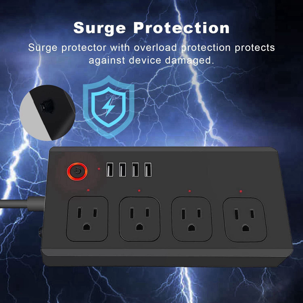 XENON Smart Power Strip - Surge Protector with 4 Individually Controlled AC outlets and 4 USB Ports,Compatible with Alex