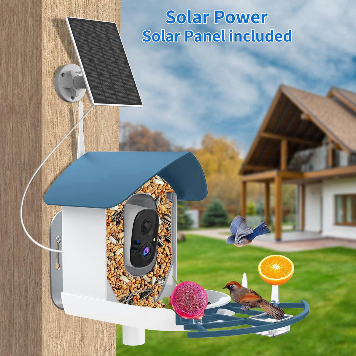 Fazoxo Bird Feeder with Camera,Birds House Camera,Solar Powered,AI Bird ID – full view