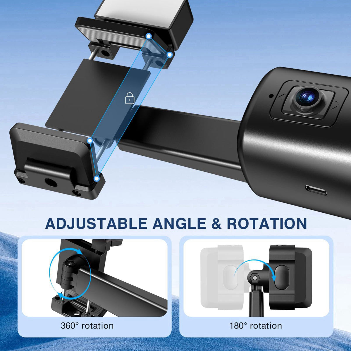 jiangler Auto Face Tracking Tripod, 360° Rotating Phone Stand with Remote Control – full view, size 10.2 centimeters