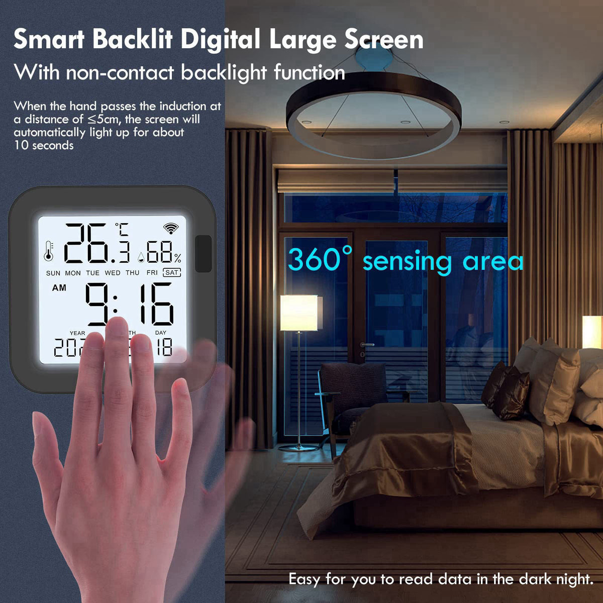 Yasorn eMylo WiFi Thermometer Hygrometer, Smart IR Remote, Digital Temperature and Humidity Sensor with Backlight, Unive