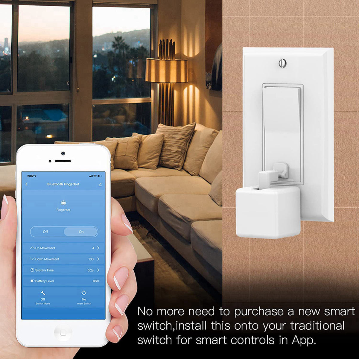 SENCKIT Smart Switch Button Pusher: Wireless App or Timer Control, No Wiring, Smart Bluetooth Fingerbot for Light Switch
