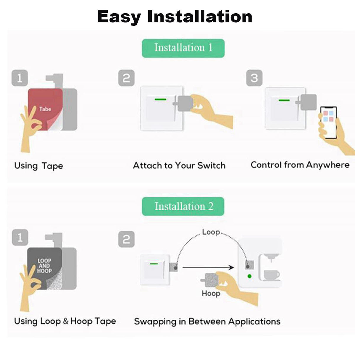 SENCKIT Smart Switch Button Pusher: Wireless App or Timer Control, No Wiring, Smart Bluetooth Fingerbot for Light Switch