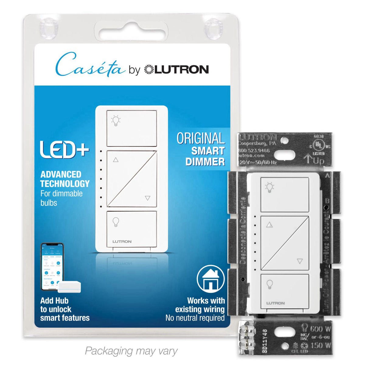 Lutron Caseta Smart Dimmer Switch No Neutral Required by Premium Selection — view 2