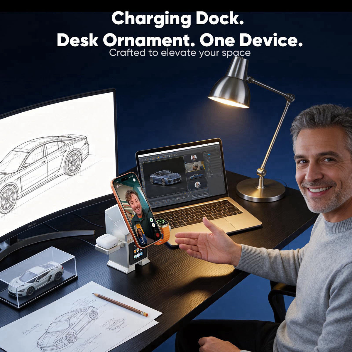 OxyGear 7-in-1 Robot Wireless Charging Station, Qi2.2 25W Magnetic Wireless Charger for iPhone 18-12 Series, AirPods & i