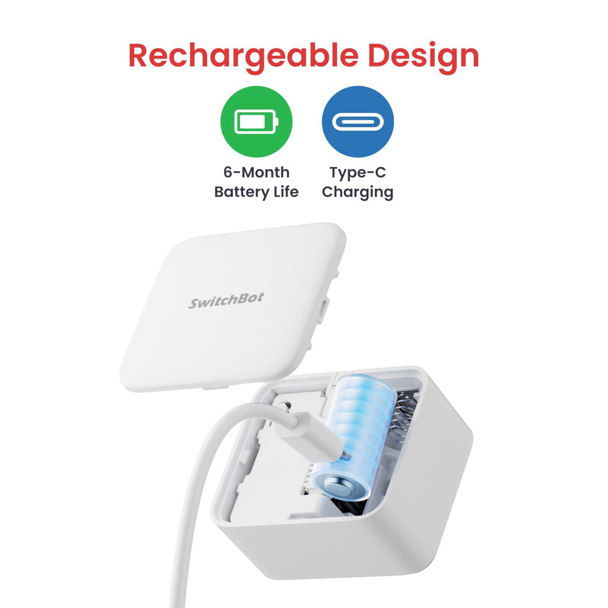 SwitchBot Rechargeable Smart Switch Button Pusher (Bluetooth) – Fingerbot for Rocker/One-Way Buttons, App Timer Control,