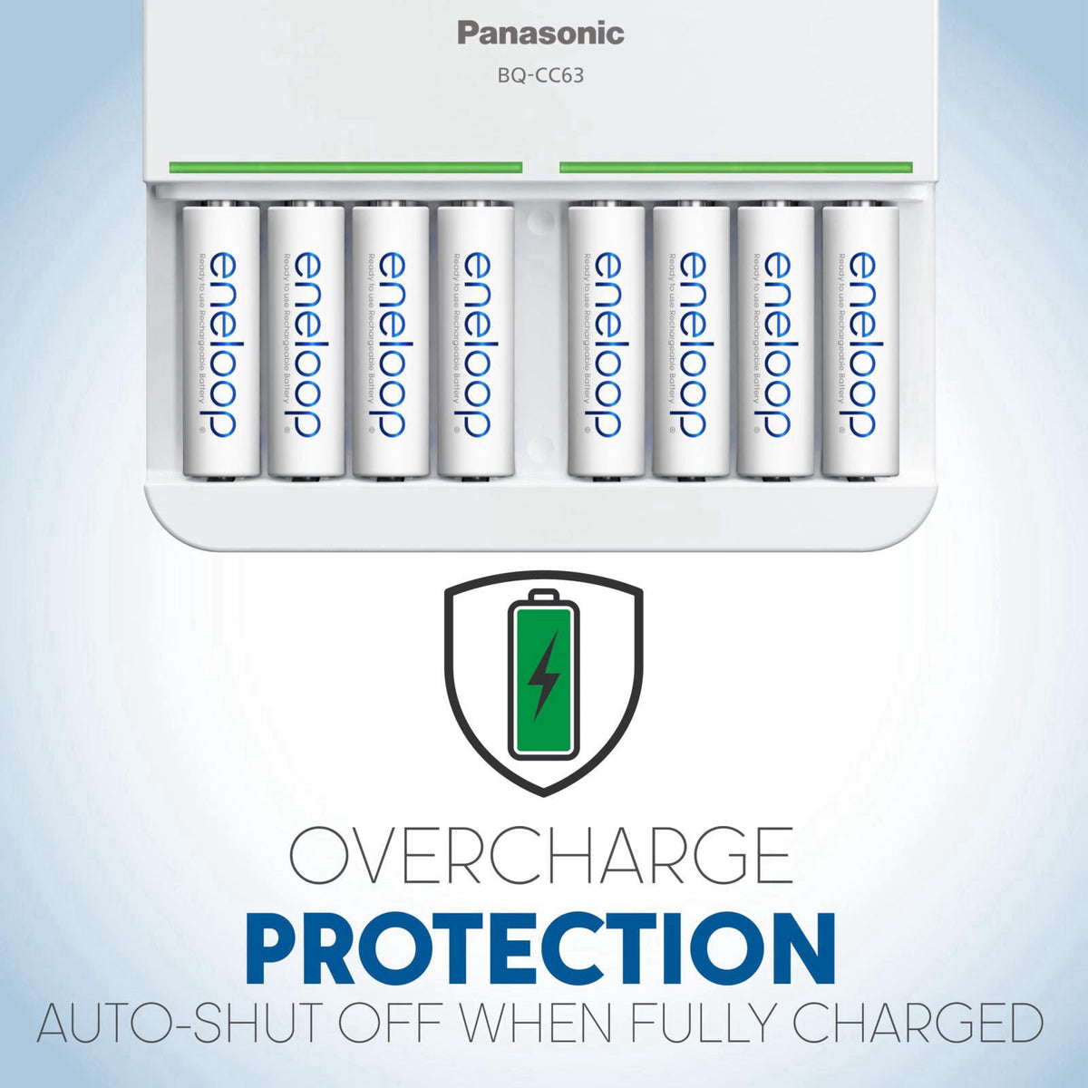Panasonic BQ-CC63SBA Advanced eneloop 8-Position Individual Rechargeable Battery 5-Hour Quick Charger with 8 LED Charge 