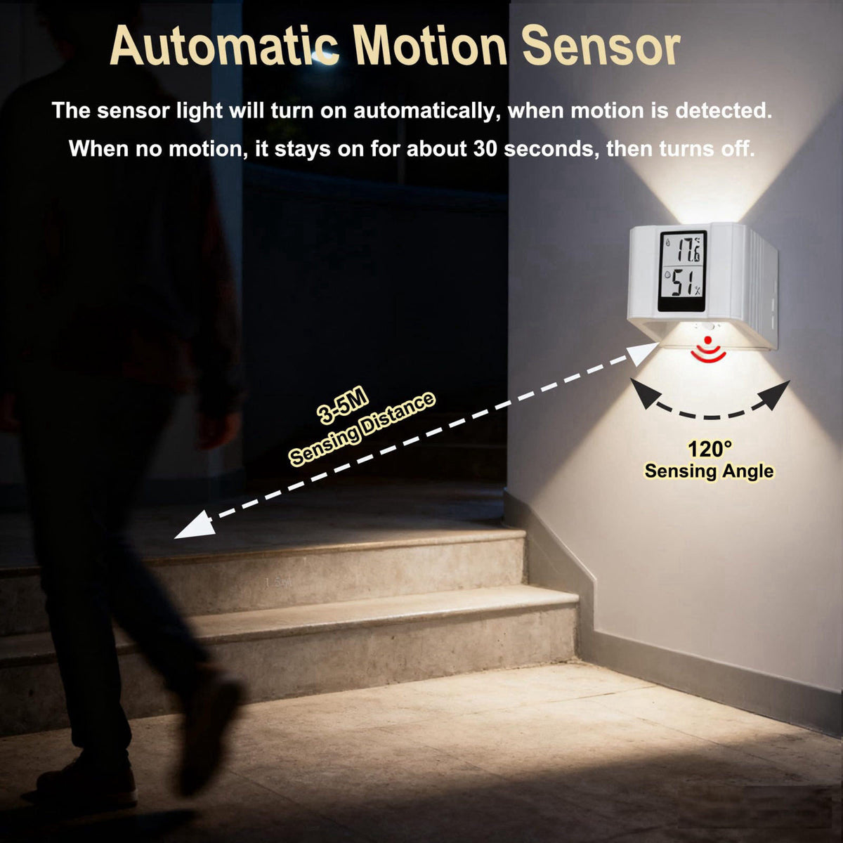 UWDESY Smart Sensor Wall Lamp，Control 3 Colors Wireless Wall Light LED Indoor Wall Sconce 4000mAh Rechargeable Battery P