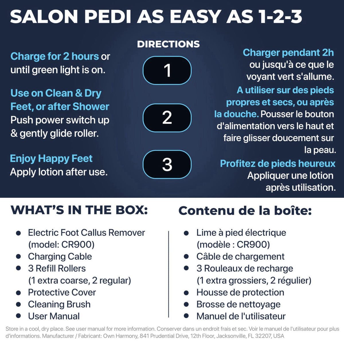 Own Harmony Electric Foot Callus Remover - Rechargeable Pedicure File Tool – full view