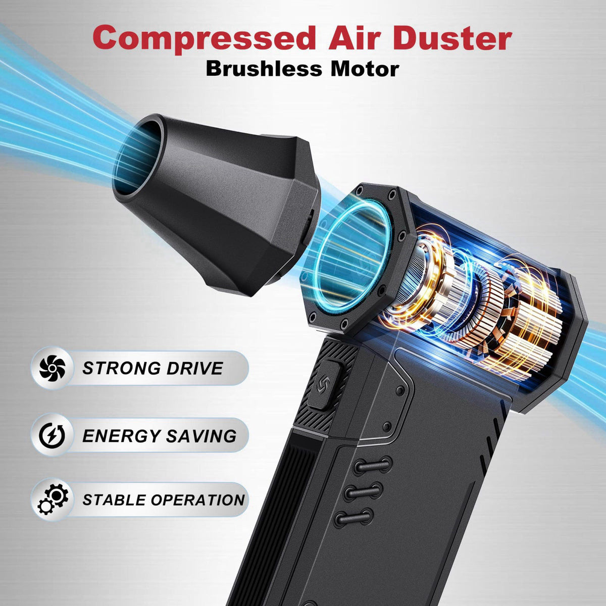 SDFM Compressed Air Duster,180,000RPM High Speed brushless Motor Mini Blower – packaging and label