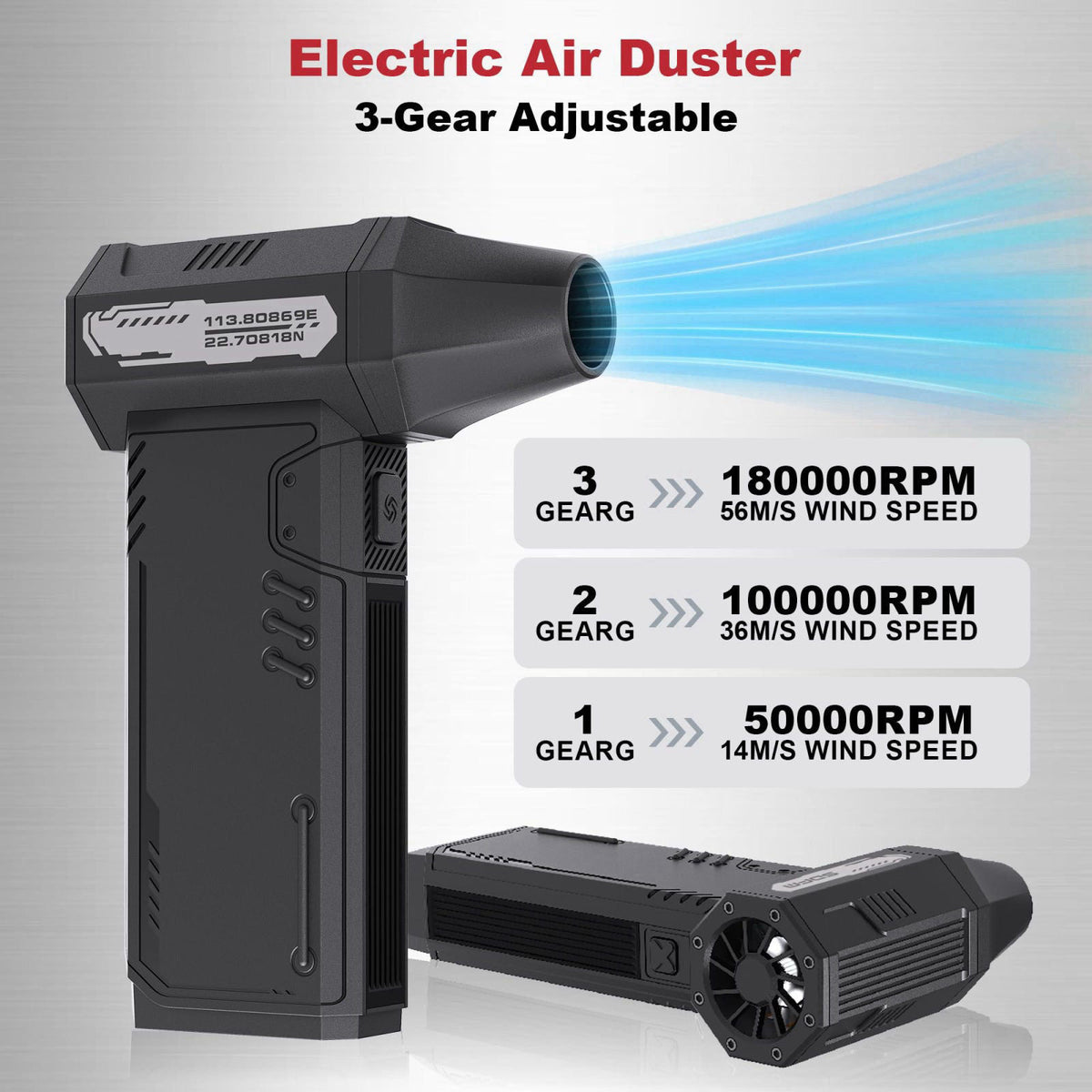 SDFM Compressed Air Duster,180,000RPM High Speed brushless Motor Mini Blower – full view