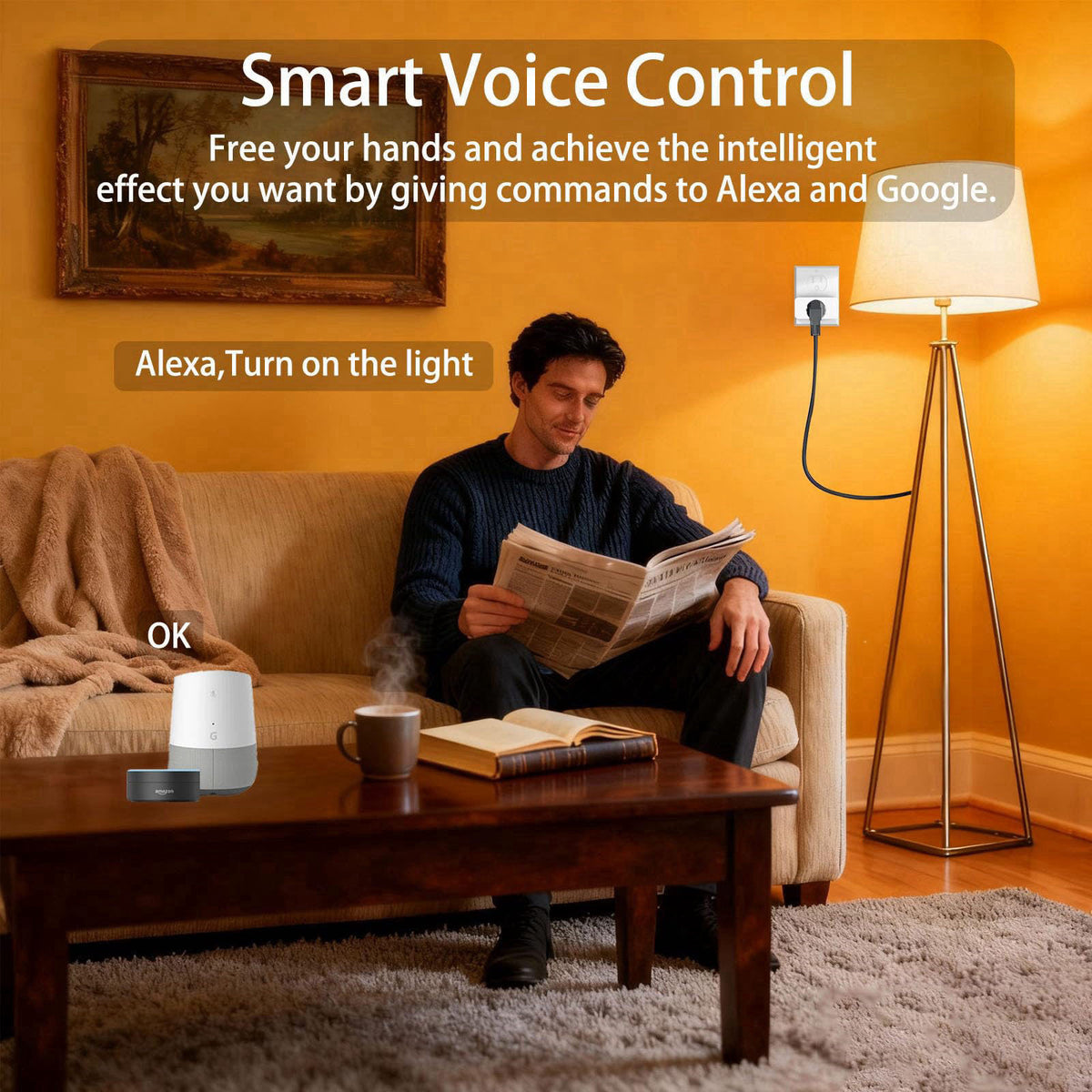 Loopo Smart Plug Mini with Energy Monitoring, 15A 2.4G Wi-Fi Outlets Support Alexa, Google Assistant, SmartThings, Timer