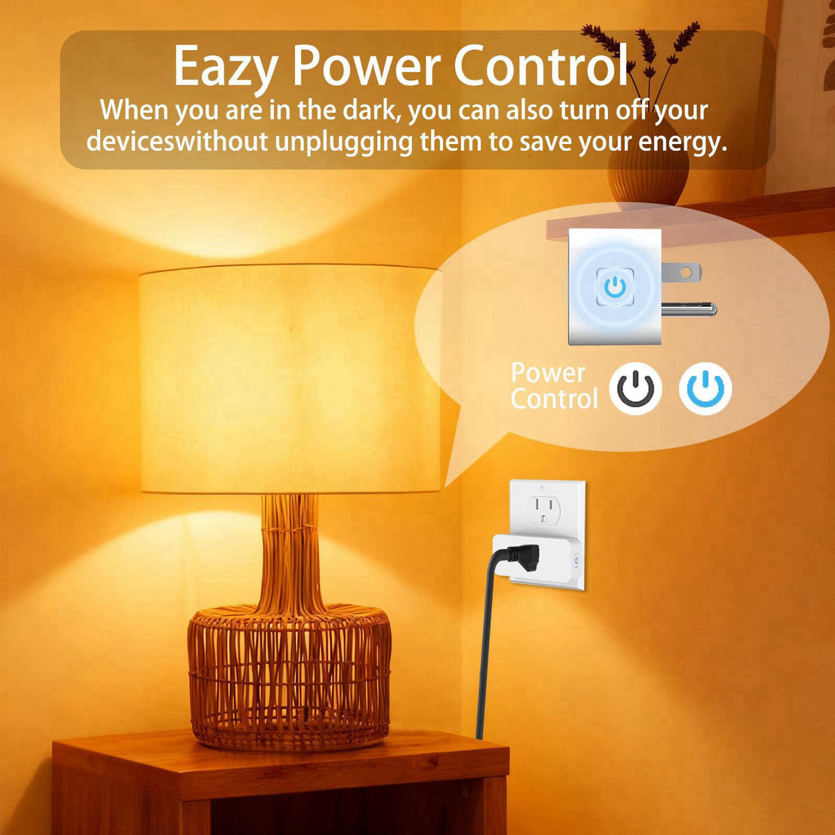 Loopo Smart Plug Mini with Energy Monitoring, 15A 2.4G Wi-Fi Outlets Support Alexa, Google Assistant, SmartThings, Timer