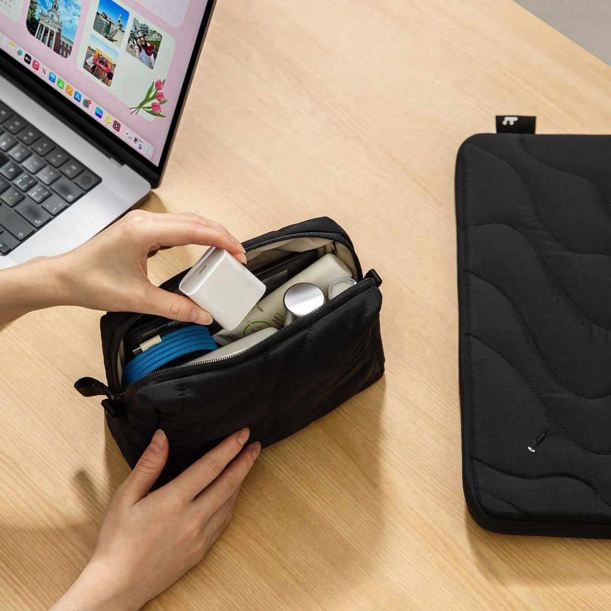 tomtoc Electronics Organizer Travel Case, Soft Puffy Accessory Tech Case – alternate angle