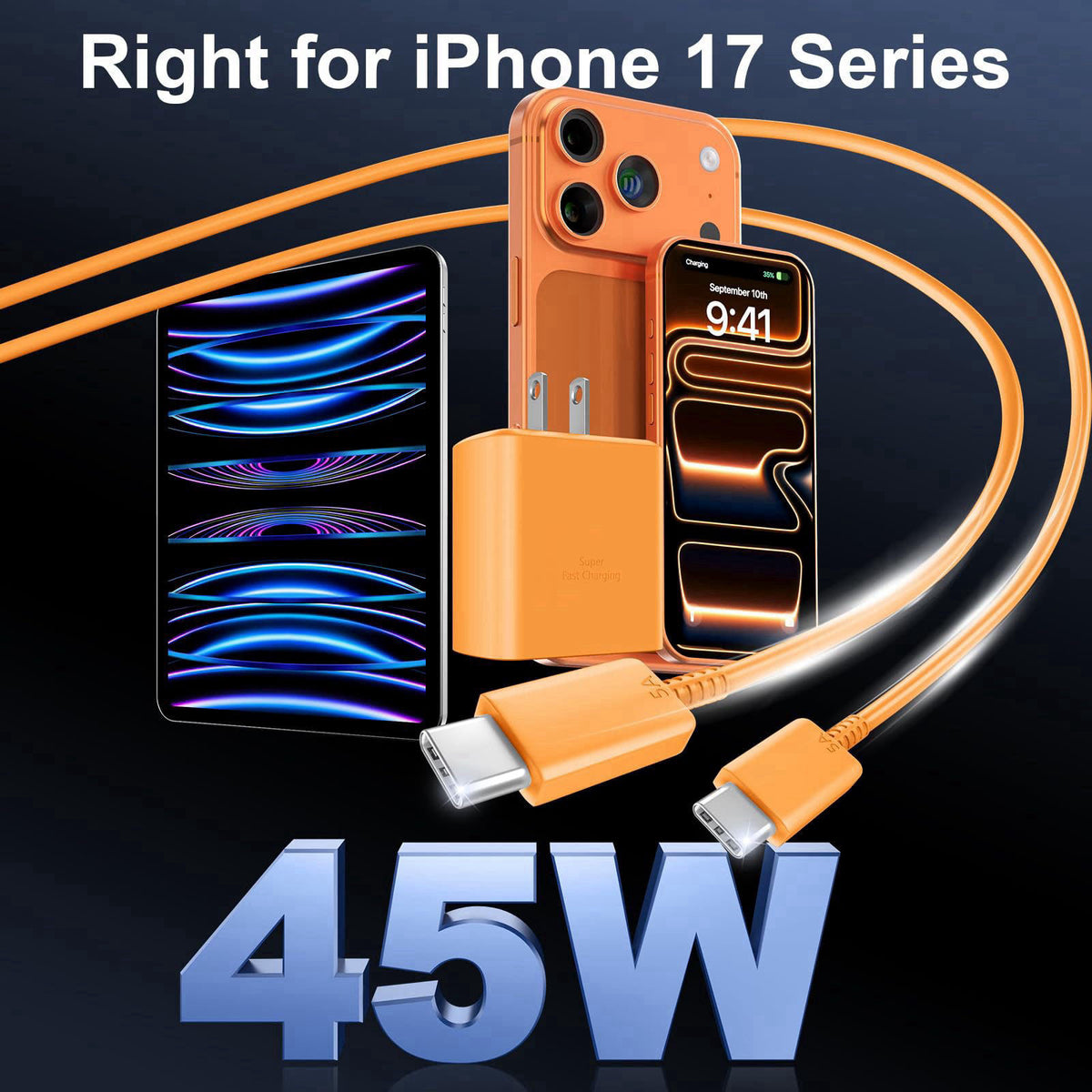 Duloch iPhone 18 17 Pro Max Charger Fast Charging 45W USBC iPhone Duo Fast Charger – back view and specifications