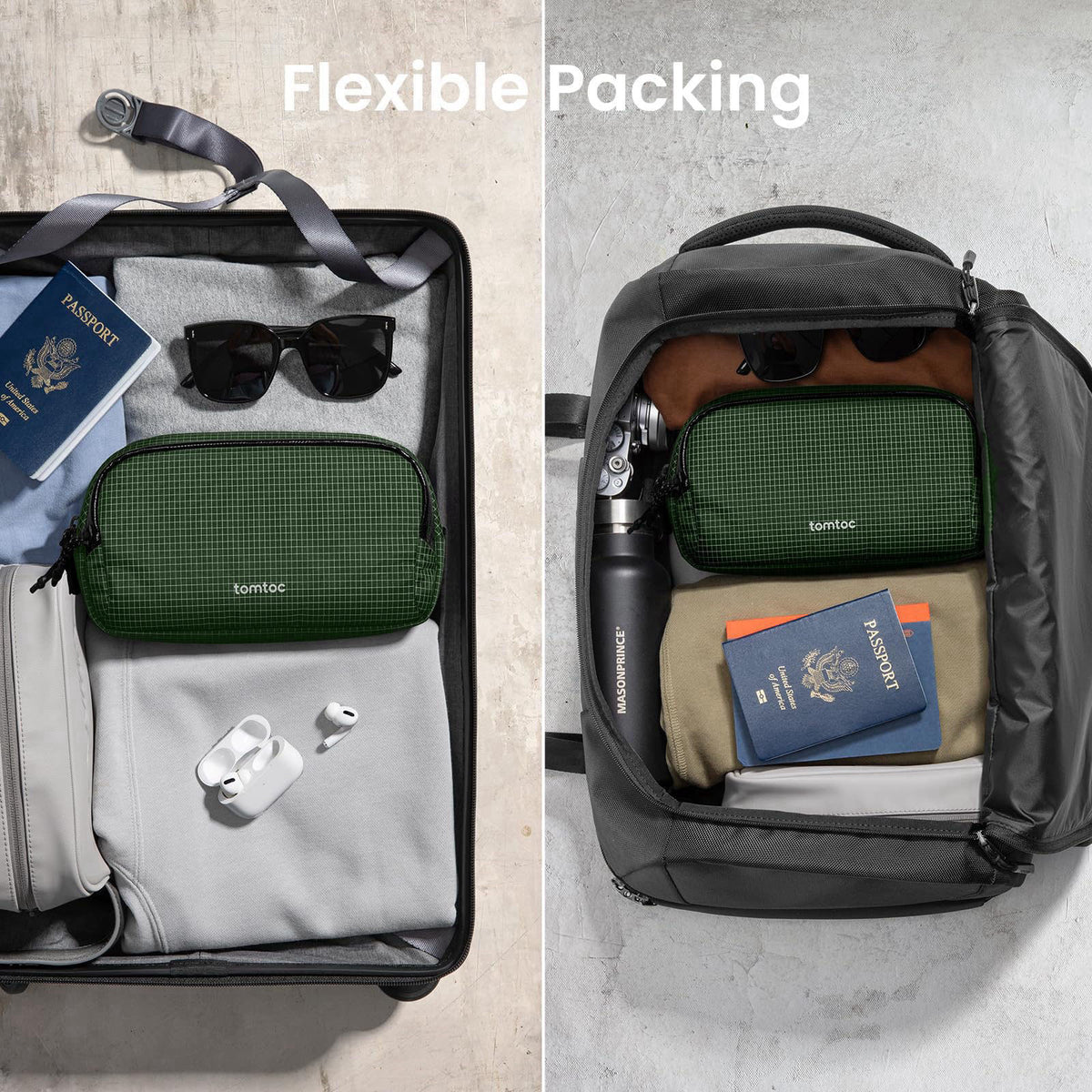 tomtoc Electronic Organizer Travel Case Performance, Dual Compartment Bag – alternate angle