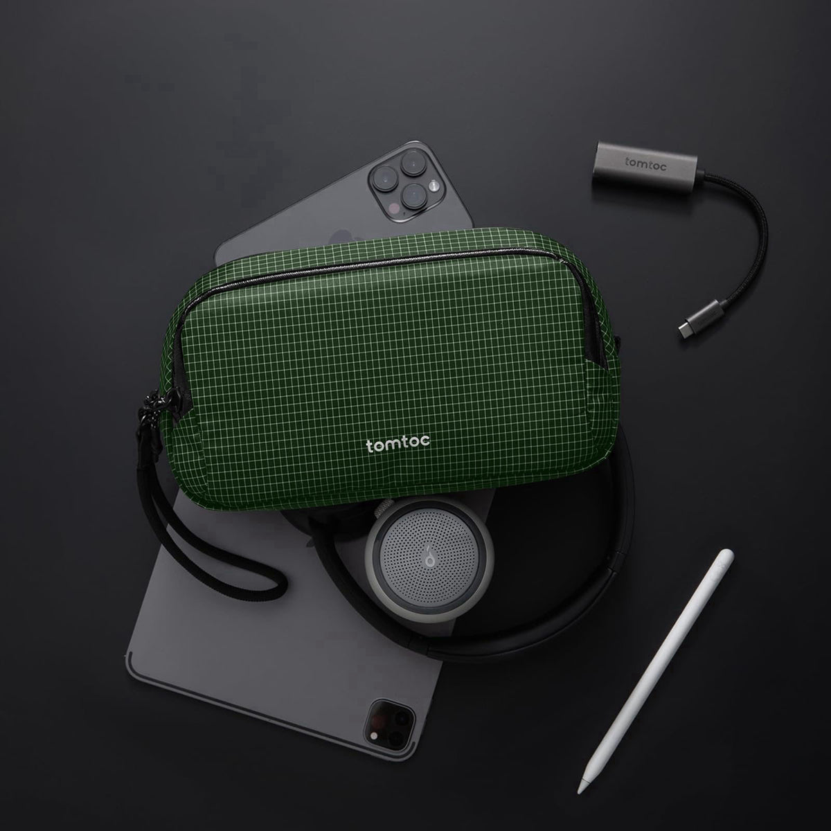 tomtoc – Cable Organizer Bags &amp; Cases on display
