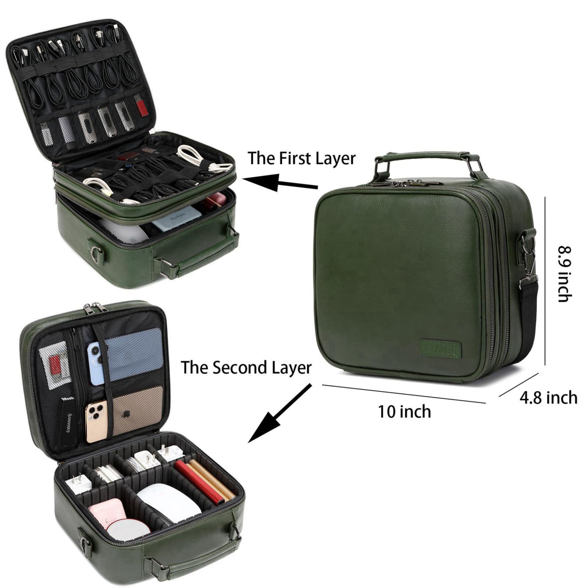 KYALOU Electronics Travel Organizer, Large Electronic Accessories Cable Case with Adjustable Dividers, Waterproof Tech S
