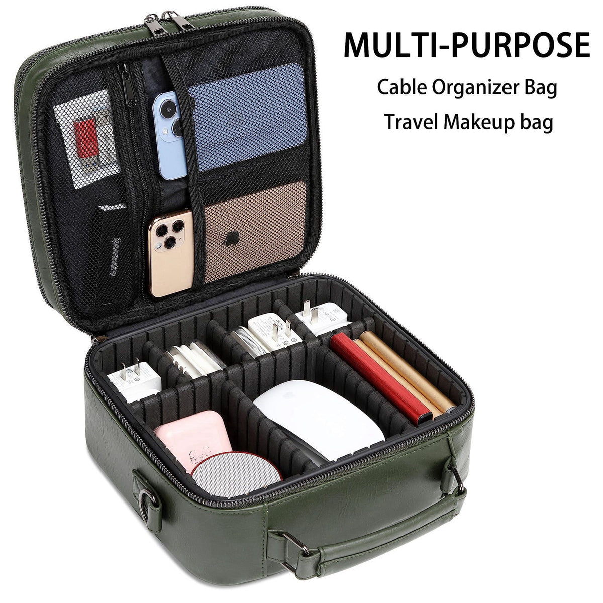 KYALOU Electronics Travel Organizer, Large Electronic Accessories Cable Case with Adjustable Dividers, Waterproof Tech S