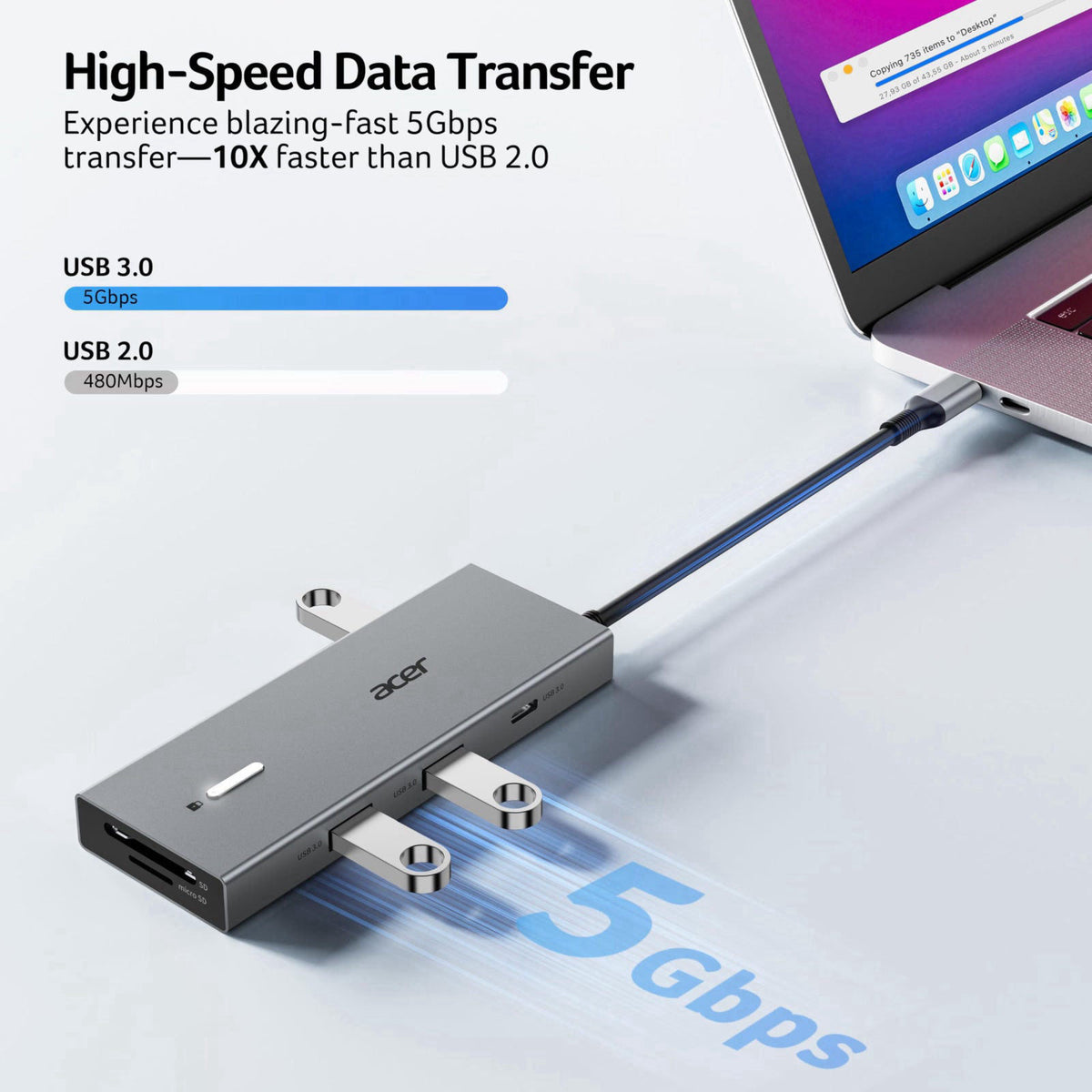 Acer USB C Docking Station Dual Monitor 9 in 1 Laptop Dock by Premium Selection — view 8