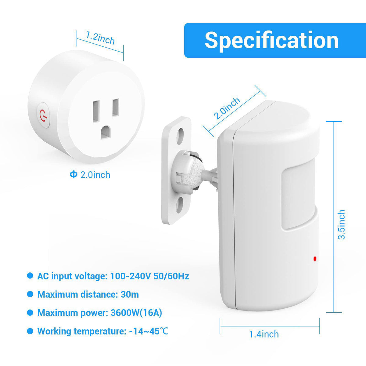 SEHOMY Motion Sensor Switch with Outlet for Bathroom Kitchen, Control Bedroom lamp, exhaus, Range Hood, PIR Infrared Ind