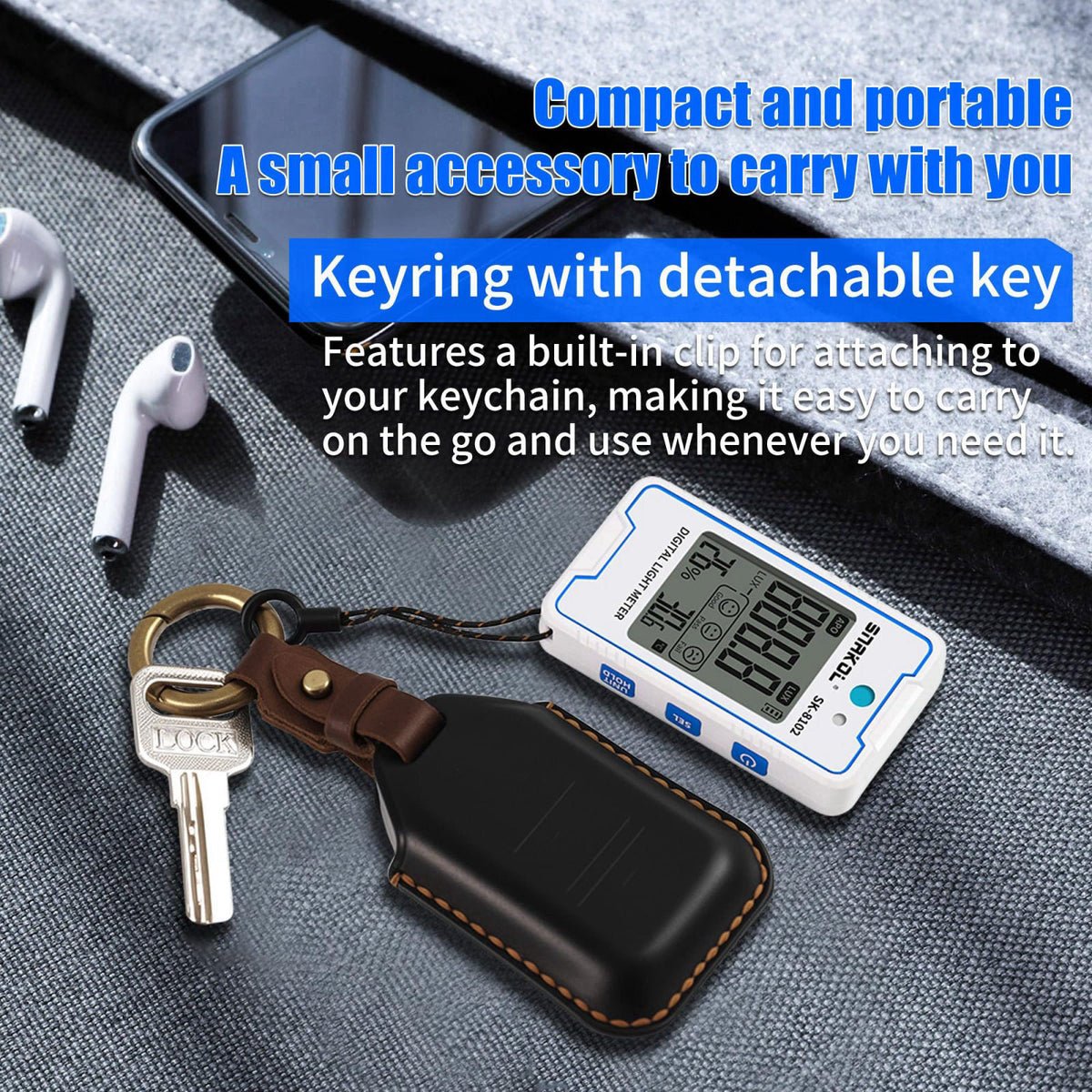 SNAKOL Digital Lux Meter, Pocket Illuminance Tester with Temp, Humidity & Strobe Test, LCD Display, Data Hold, Auto Shut