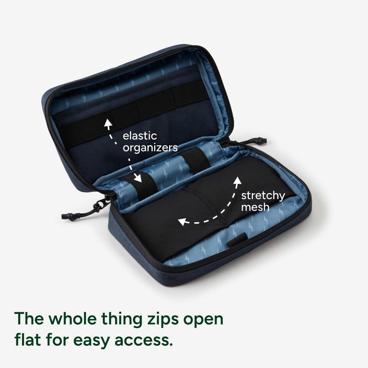 Halfday Sidekick Tech Organizer Kit: Splash-Resistant Case, Marine – full view, size Small
