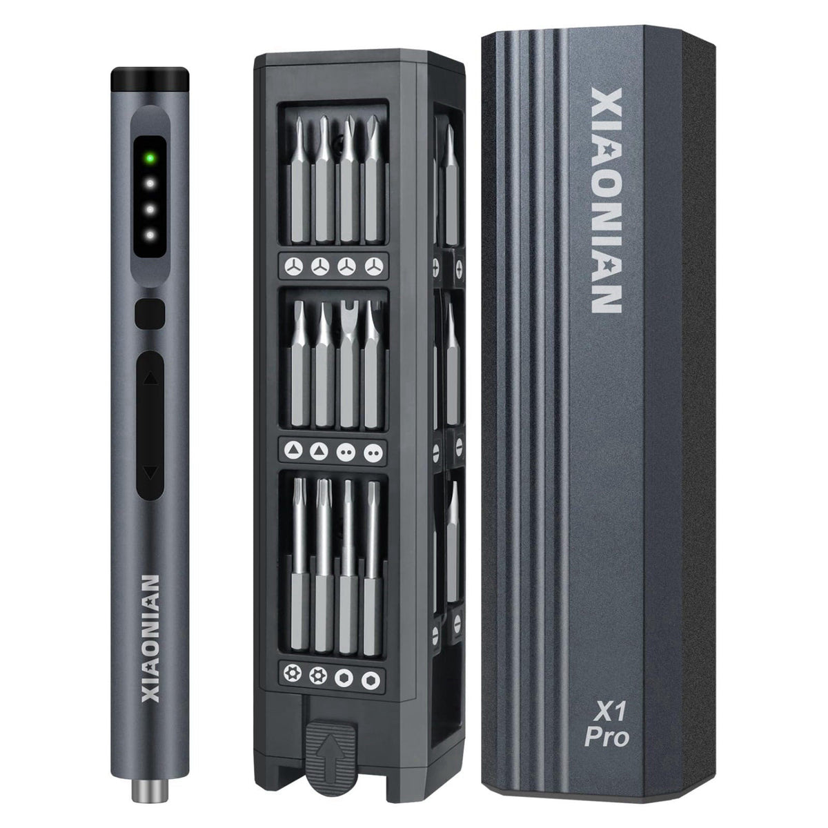 XIAONIAN 3.7V Precision Electric Screwdriver Set,50 IN 1 Small Power Magnetic Storage Mini Electric Screwdriver Cordless