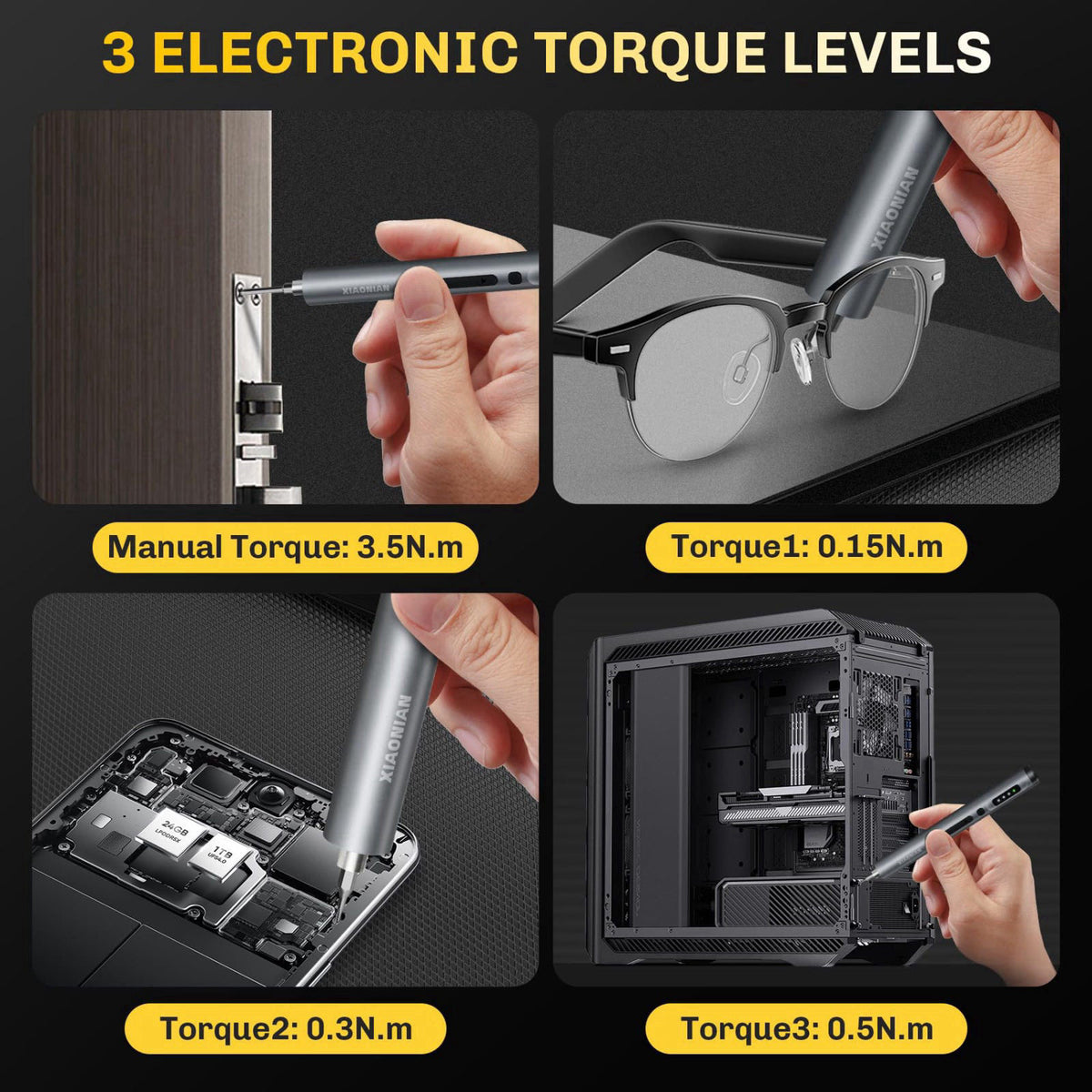 XIAONIAN 3.7V Precision Electric Screwdriver Set,50 IN 1 Small Power Magnetic Storage Mini Electric Screwdriver Cordless