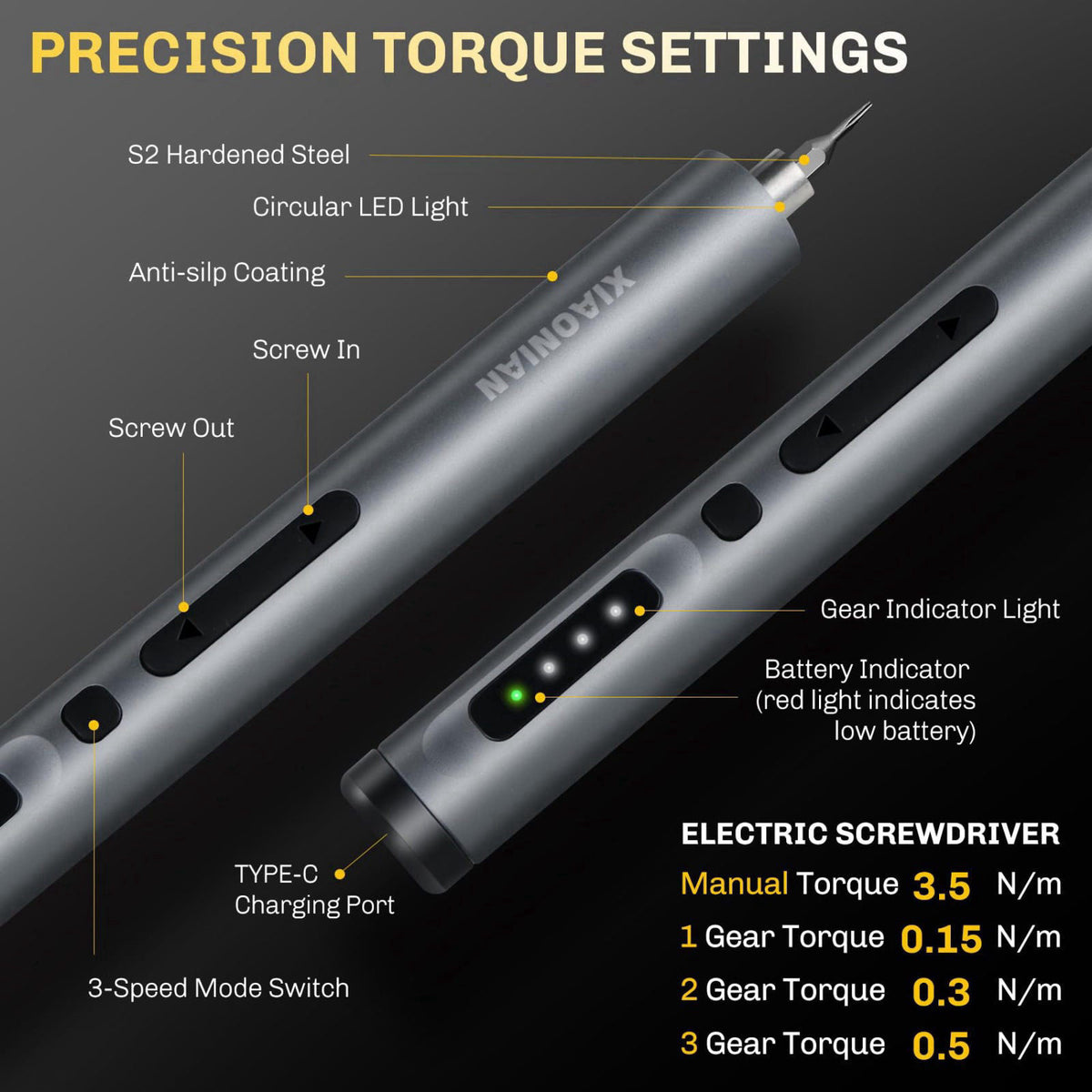 XIAONIAN 3.7V Precision Electric Screwdriver Set,50 IN 1 Small Power Magnetic Storage Mini Electric Screwdriver Cordless