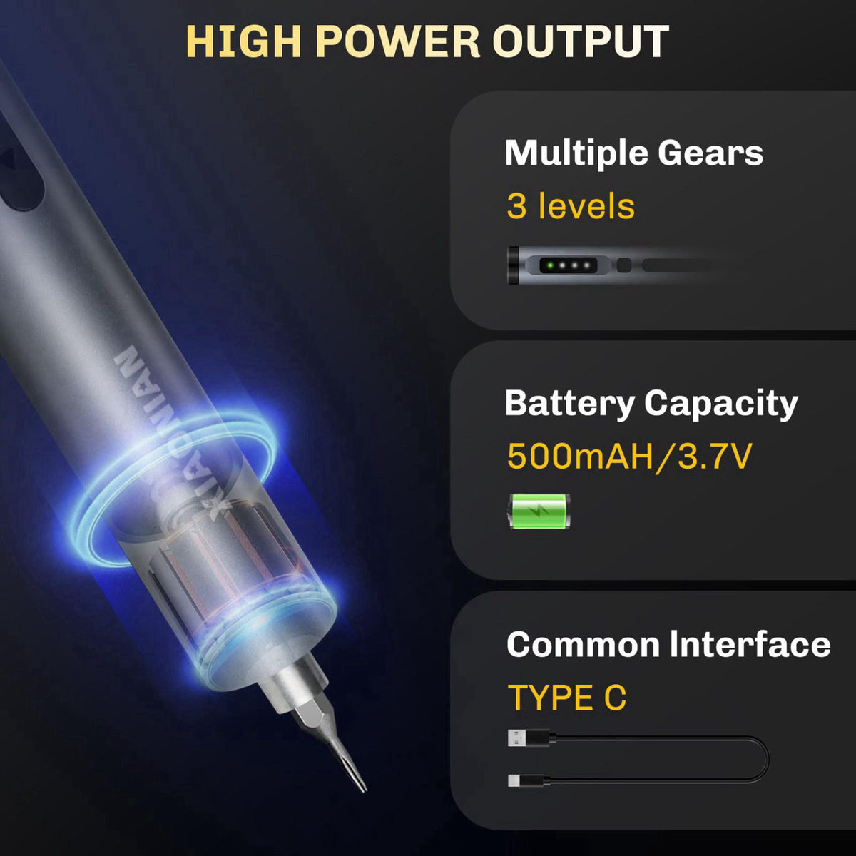 XIAONIAN 3.7V Precision Electric Screwdriver Set,50 IN 1 Small Power Magnetic Storage Mini Electric Screwdriver Cordless