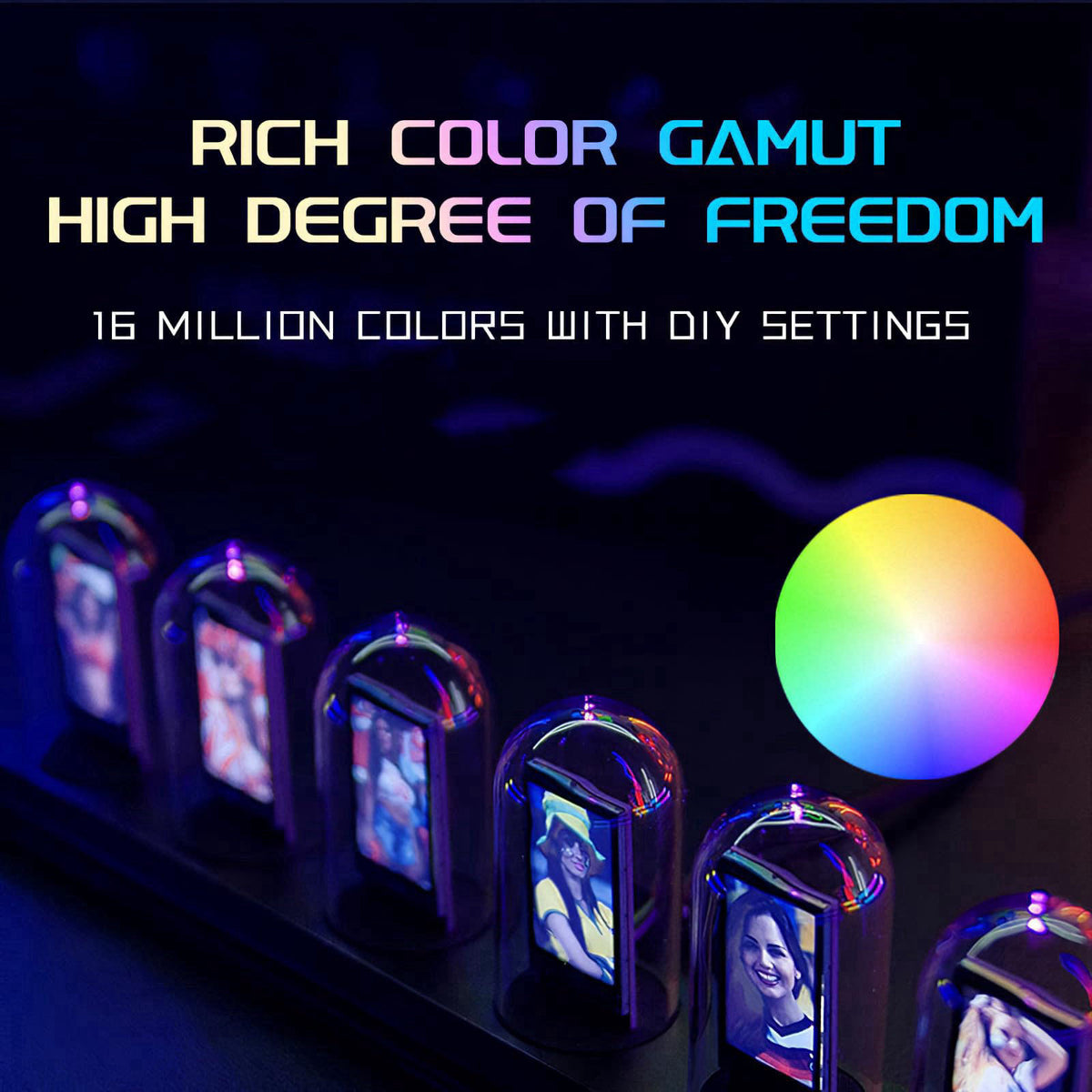 Vastarry Nixie Tube Clock Glow Tube Clock IPS Color Screen Digital Clock DIY Analog Digital Tube WiFi time Desktop Deskt