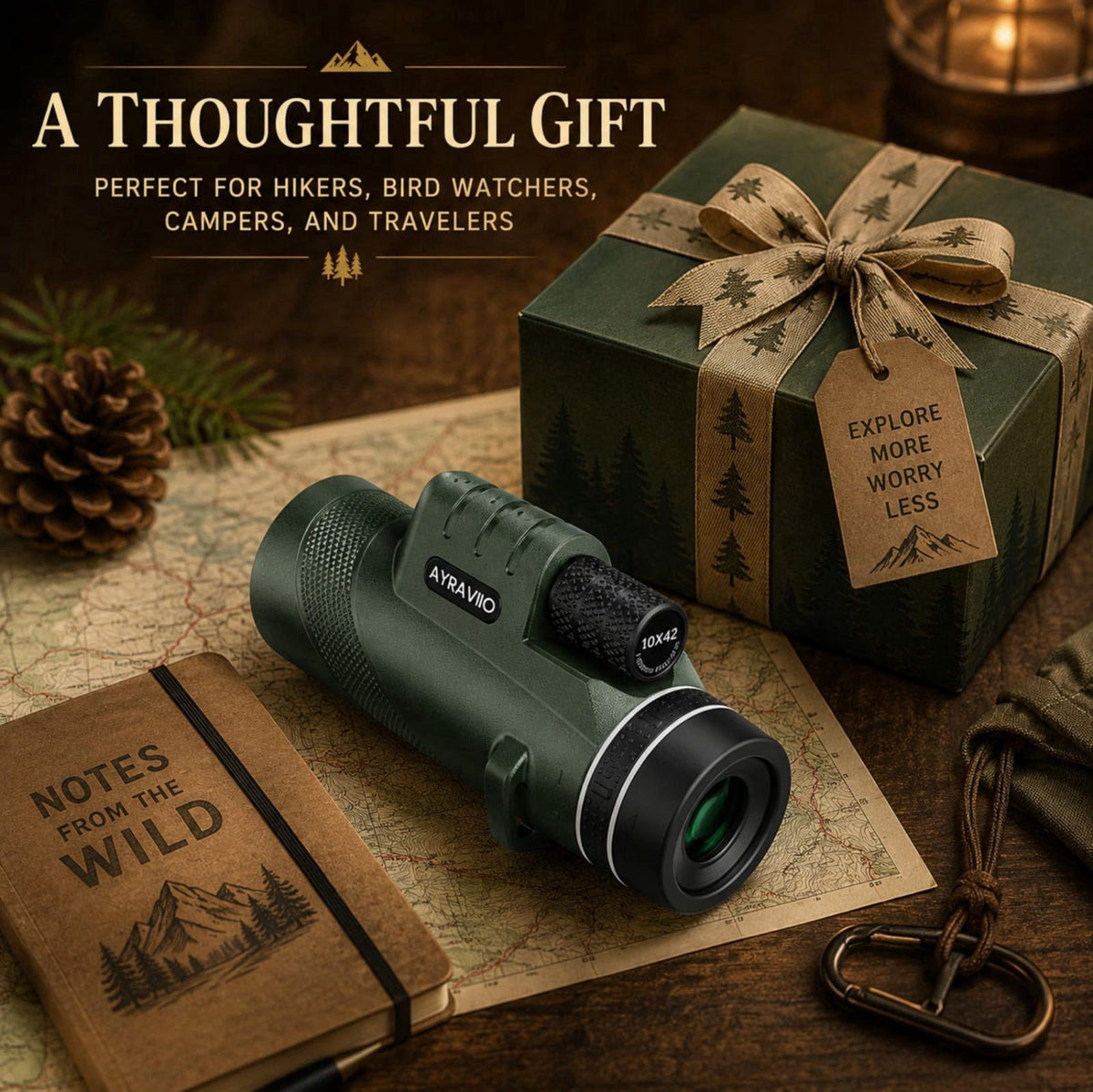 AYRAVIIO Birthday Gifts for Men Dad Husband Teen, 10x42 Monocular for Outdoor/Hiking – close-up detail