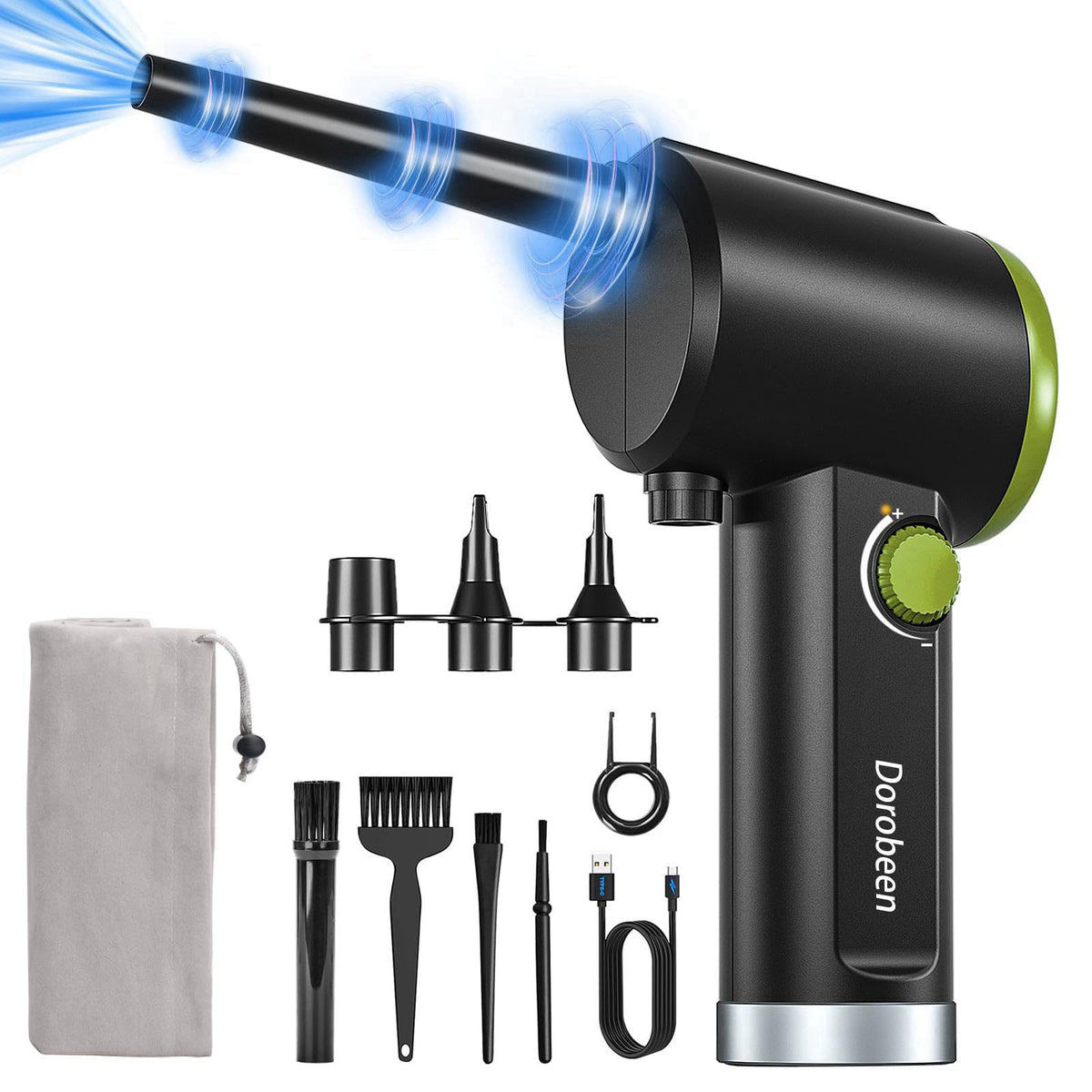 Dorobeen Compressed Air Duster, Cordless Handheld Air Blower, Stepless Speed, 41000RPM, Portable Rechargeable Built-in B