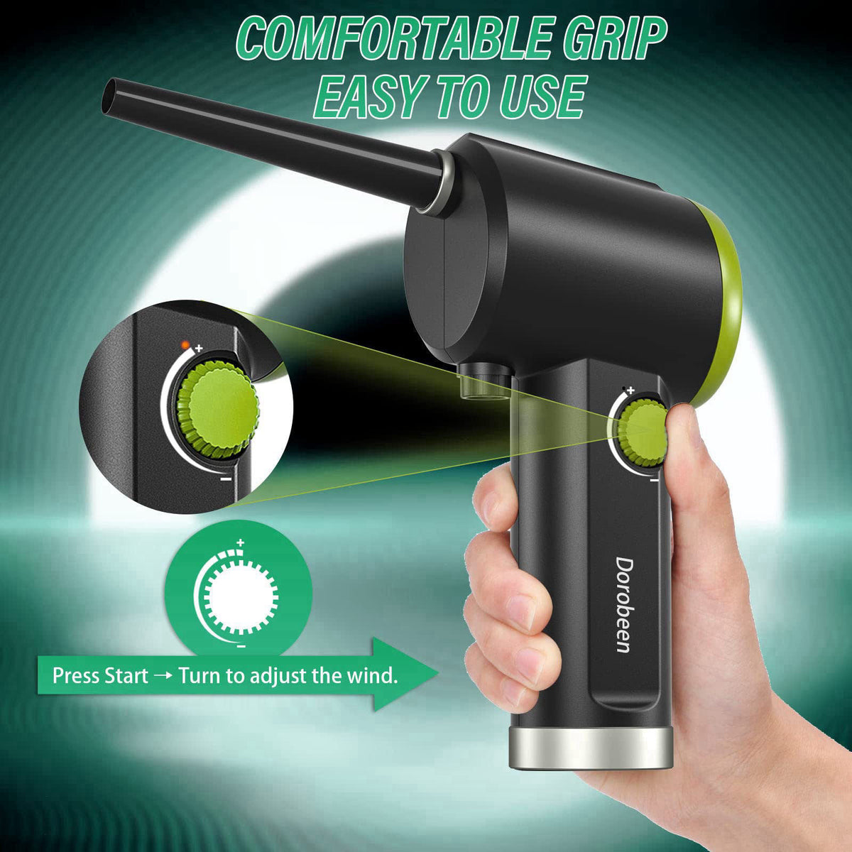 Dorobeen Compressed Air Duster, Cordless Handheld Air Blower, Stepless Speed, 41000RPM, Portable Rechargeable Built-in B