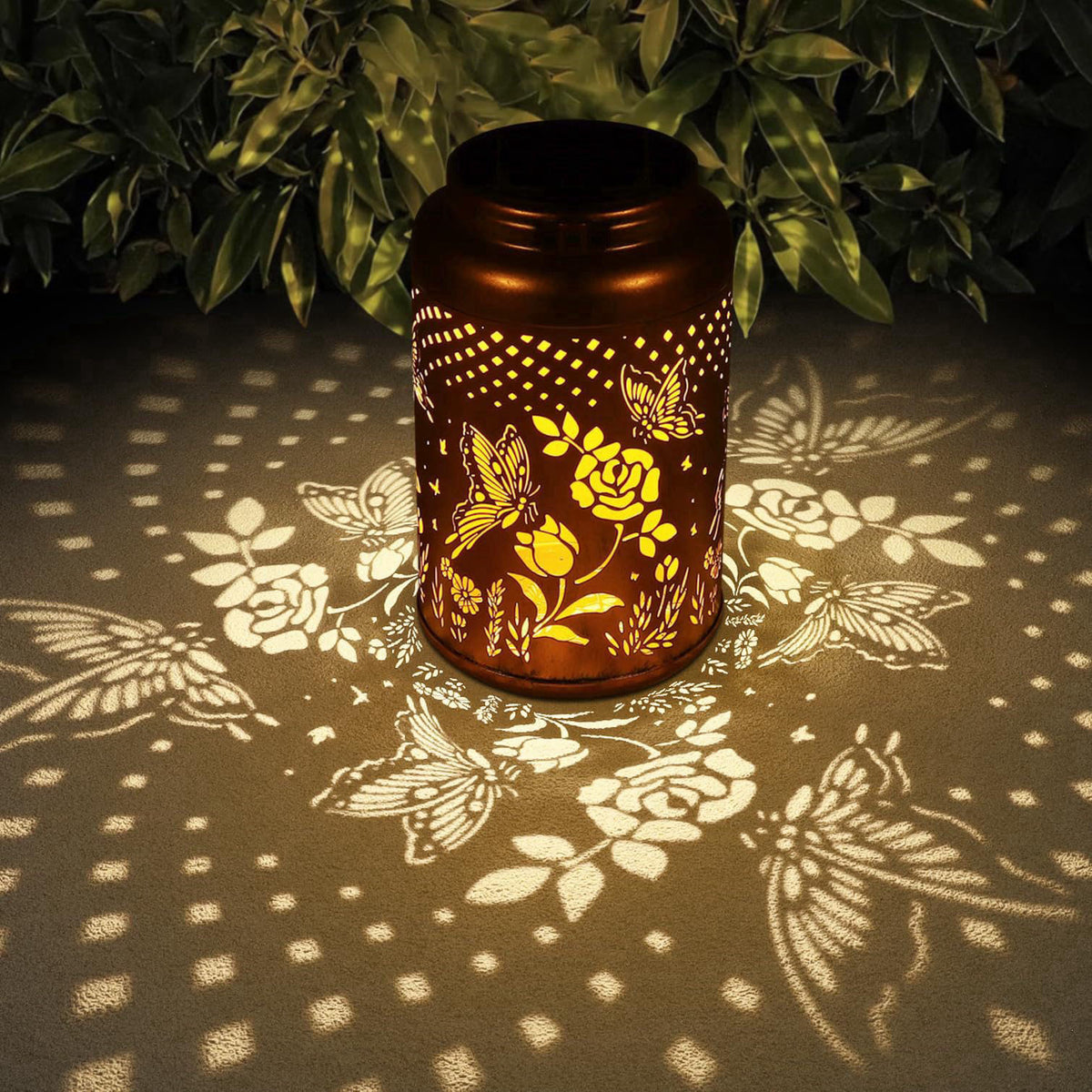 Tepaken Rose Butterfly Decoration Solar Lanterns Outdoor Waterproof Garden Decor Gifts for Women Mon Grandma Metal Hangi