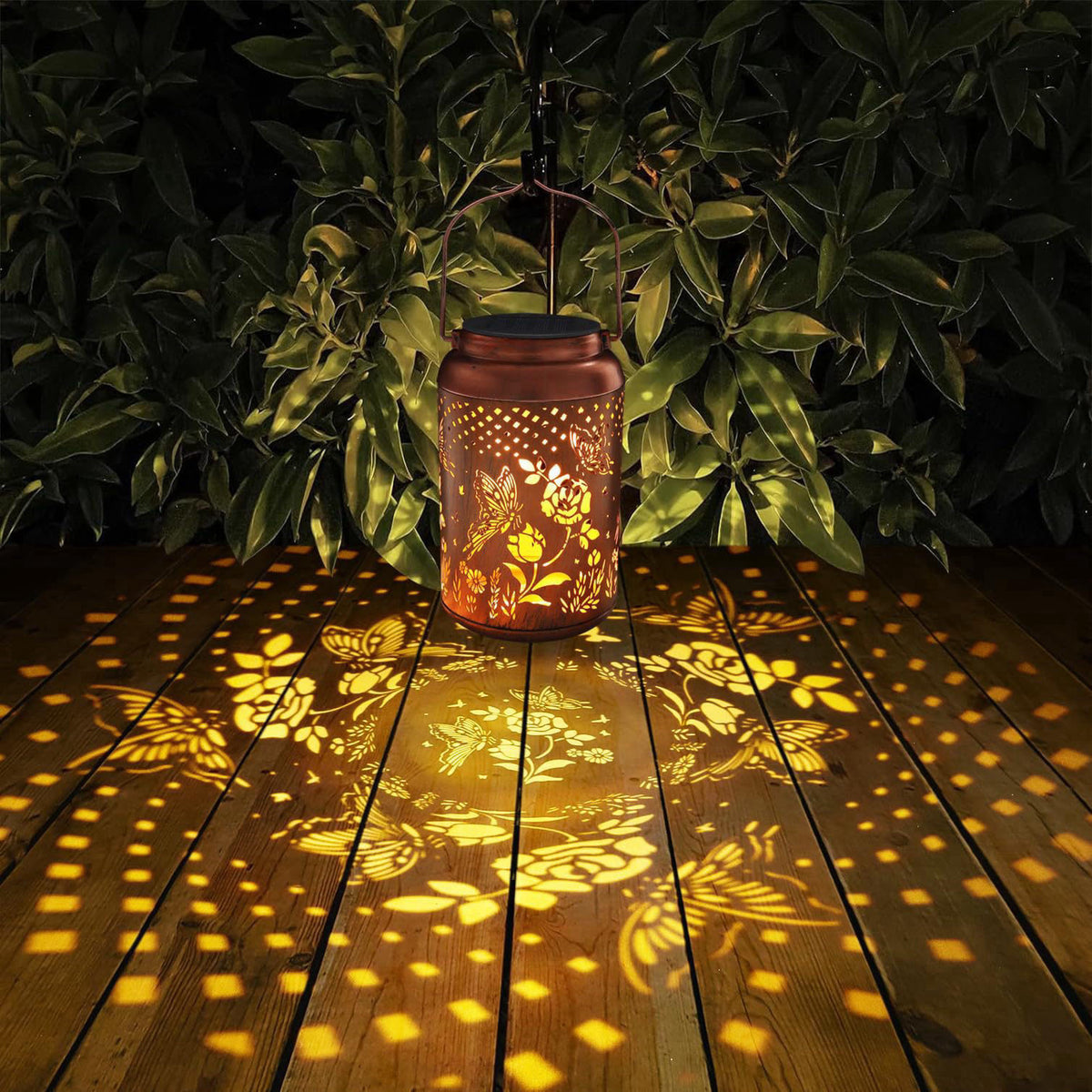 Tepaken Rose Butterfly Decoration Solar Lanterns Outdoor Waterproof Garden Decor Gifts for Women Mon Grandma Metal Hangi
