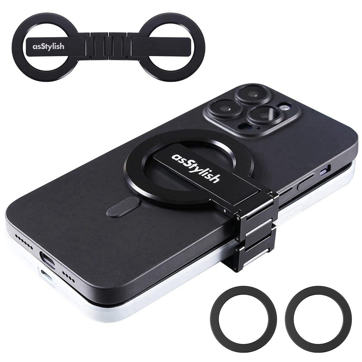 asStylish Twins Carry: Magnetic Dual-Phone Holder for iPhone & Android | Lightweight Solution for Professionals, Travele