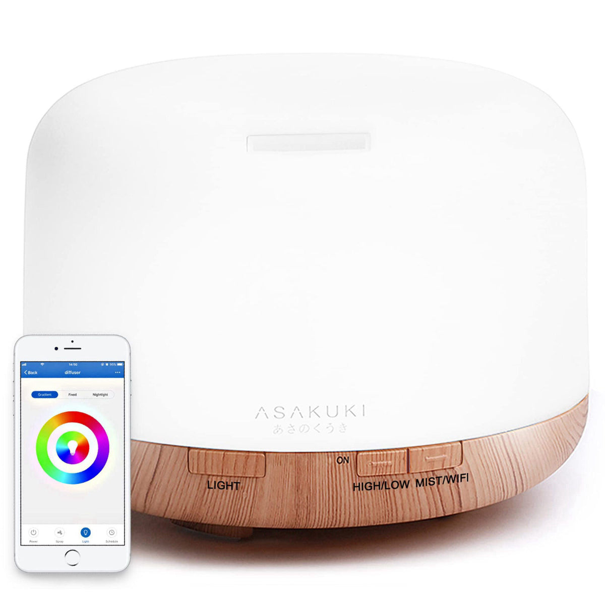 ASAKUKI Smart Wi-Fi Essential Oil Diffuser, 500ml App Control Humidifier – Unscented