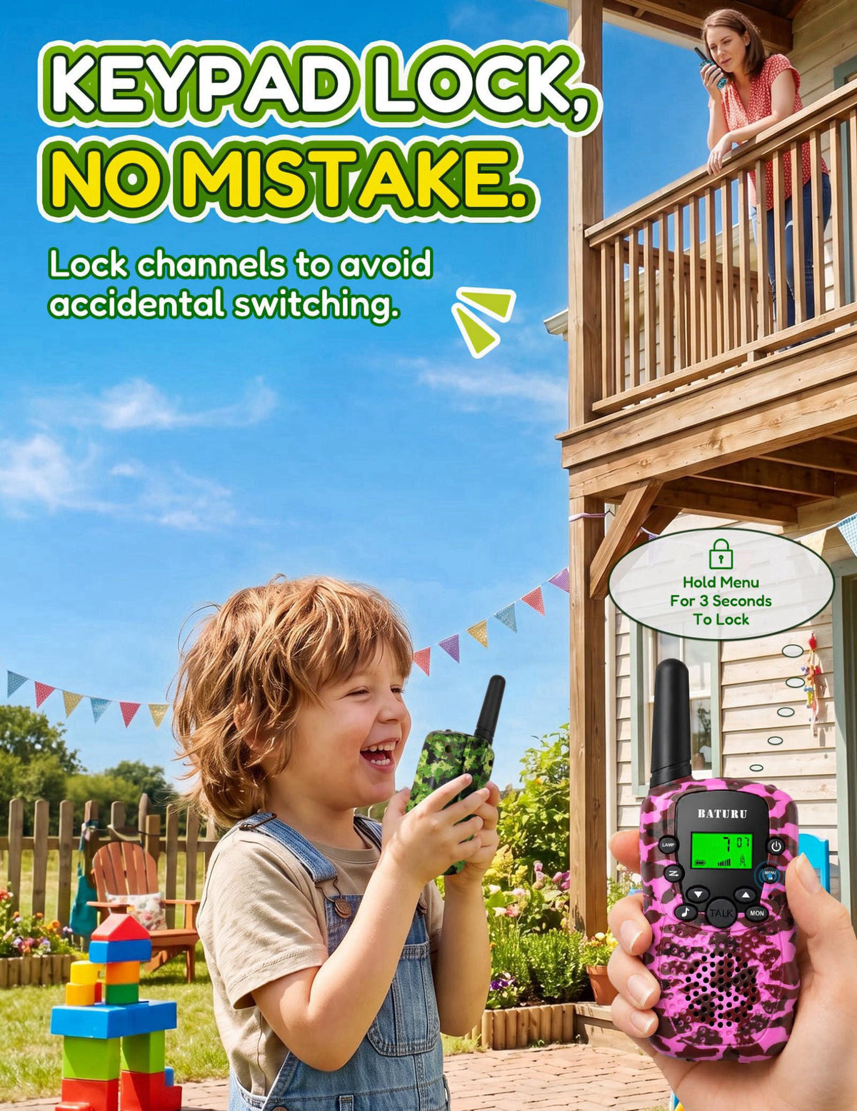BATURU Walkie Talkies for Kids 4 Pack Rechargeable Outdoor Toys Gifts Boys Girls – alternate angle