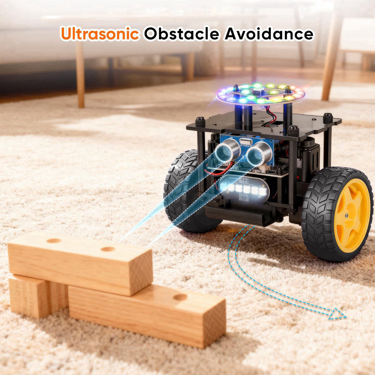 EggTailz Smart Robot Car Kit, Robotics for Kids Ages 8-12 12-16 – back view and specifications