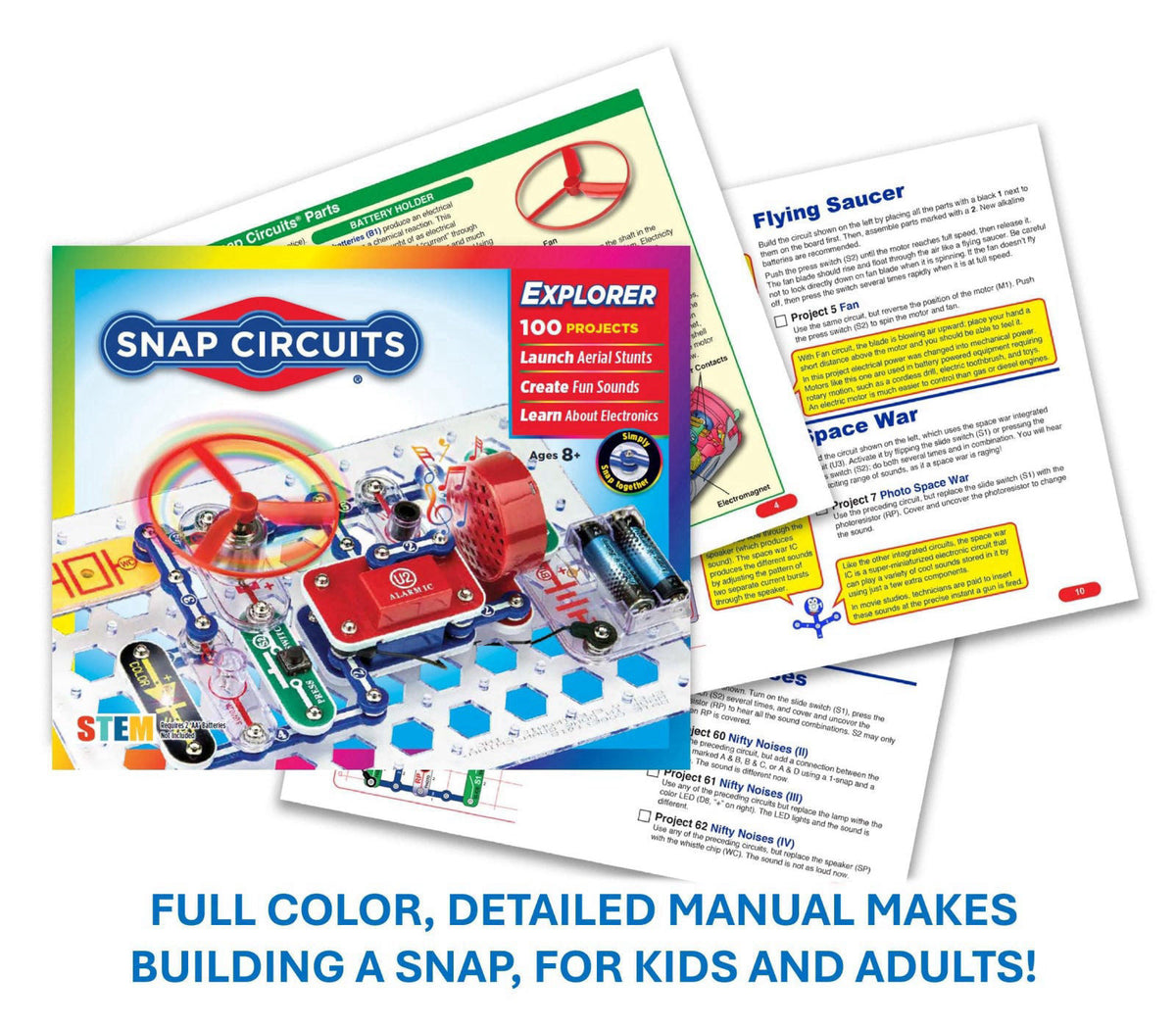 SNAP CIRCUITS Jr. SC-100 STEM Electronics Kit, 100+ Projects, Ages 8+ – alternate angle