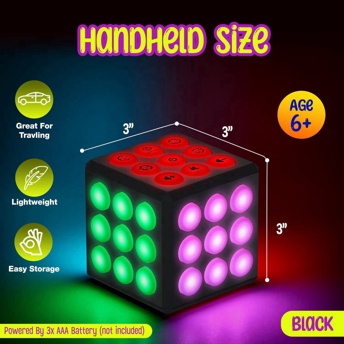 PlayRoute Electronic Brain & Memory Game Cube - Fun Toy Gift Ideas for Ages 6-12+ Year Old Boy & Girl - Cool Toys for Bo
