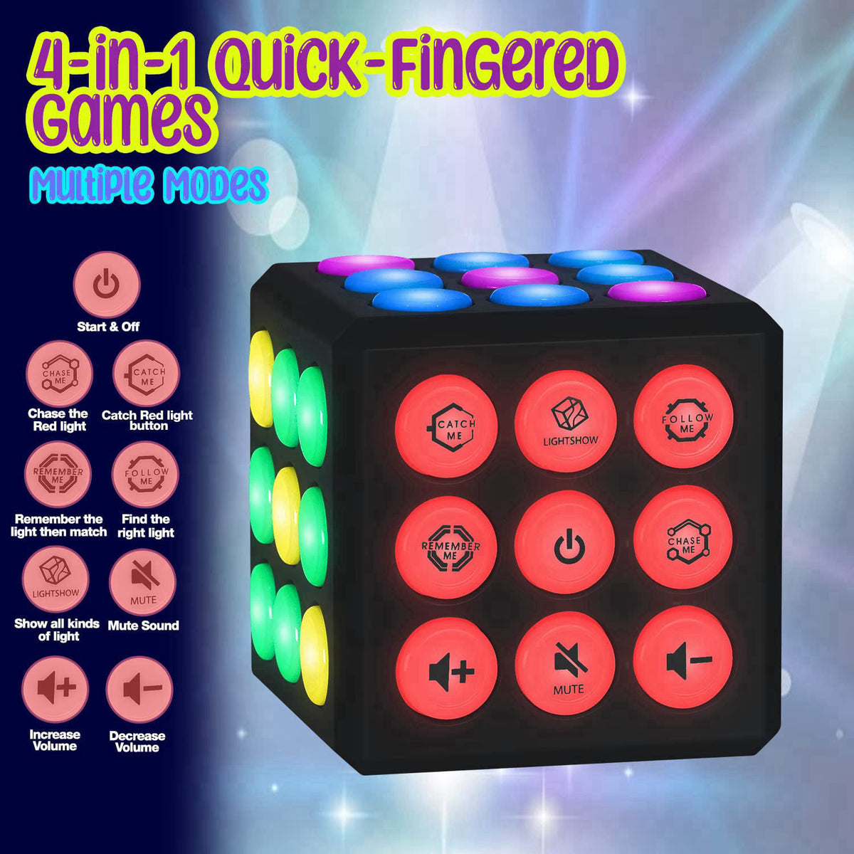 PlayRoute Electronic Brain & Memory Game Cube - Fun Toy Gift Ideas for Ages 6-12+ Year Old Boy & Girl - Cool Toys for Bo