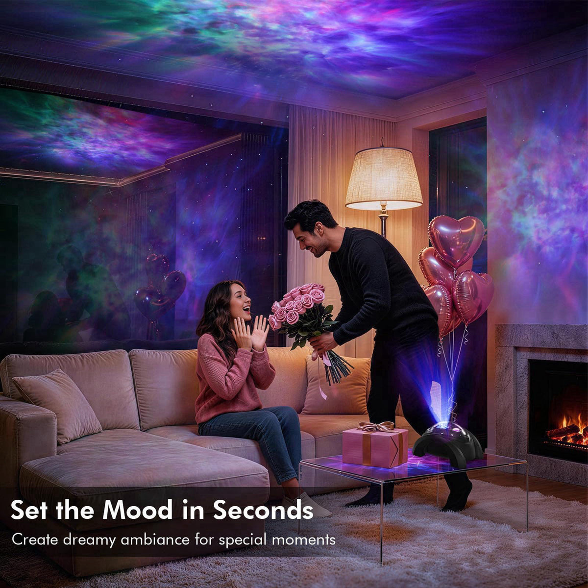 Rossetta Dual Lens Galaxy Star Projector, Aurora Night Light for Bedroom – alternate angle